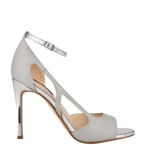 Nine West Dance Ankle Strap Silver Heeled Sandals | South Africa 41C28-4T22